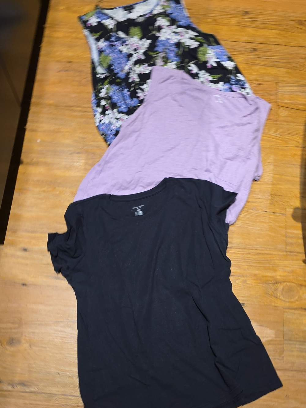 Women's Casual Scoop Neck Tops - Black, Lavender & Floral